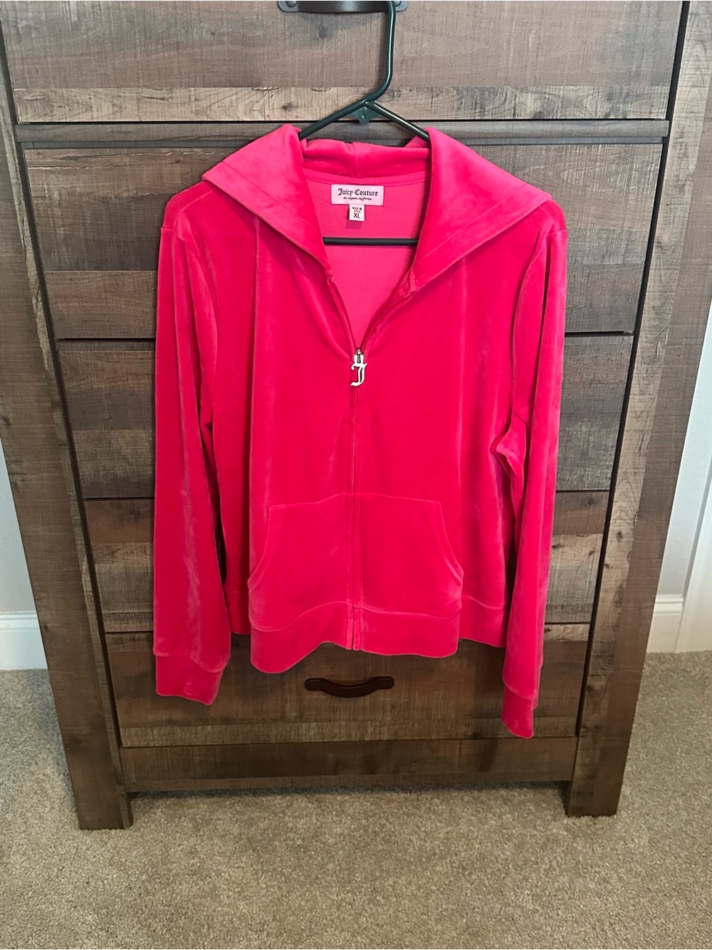 Juicy Couture Bright Pink Velour Zip Hoodie